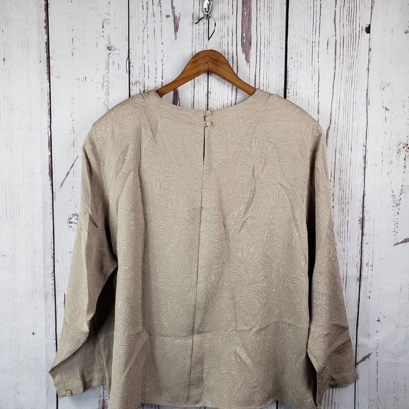 Ship N Shore Vintage Blouse Womens Size 22W Short Sleeve Floral Beige - Picture 6 of 7